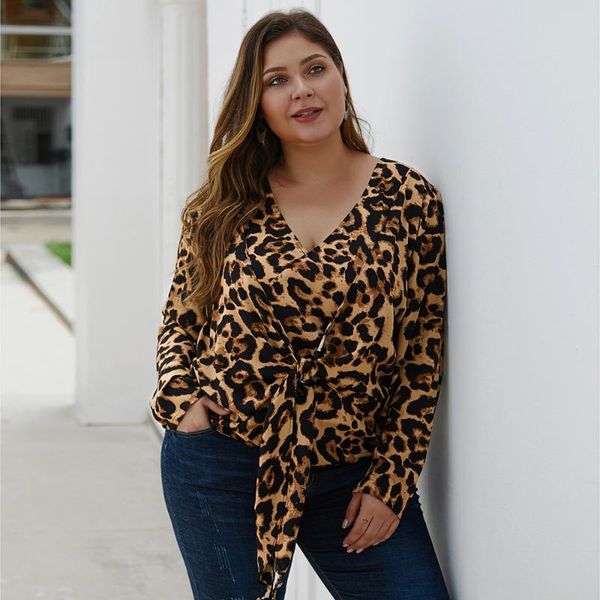 2020 plus size women's autumn shirt fashion v-neck leopard print belt unique plus size ladies slim long sleeve t-shirt, White
2020 plus size women's autumn shirt fashion v-neck leopard print belt unique plus size ladies slim long sleeve t-shirt, White