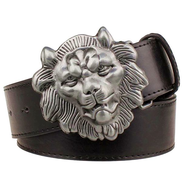 fashion men's belt strap casual leather belt male vintage metal smooth buckle strap lion's head men gifts, Silver
fashion men's belt strap casual leather belt male vintage metal smooth buckle strap lion's head men gifts, Silver