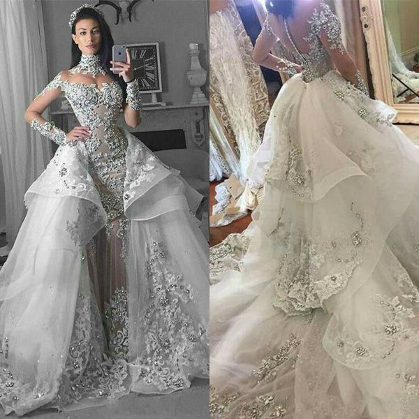 luxury crystals wedding dresses with detachable train high collar long sleeve wedding dress arabic dubai vintage vestido de novia322d, White
luxury crystals wedding dresses with detachable train high collar long sleeve wedding dress arabic dubai vintage vestido de novia322d, White