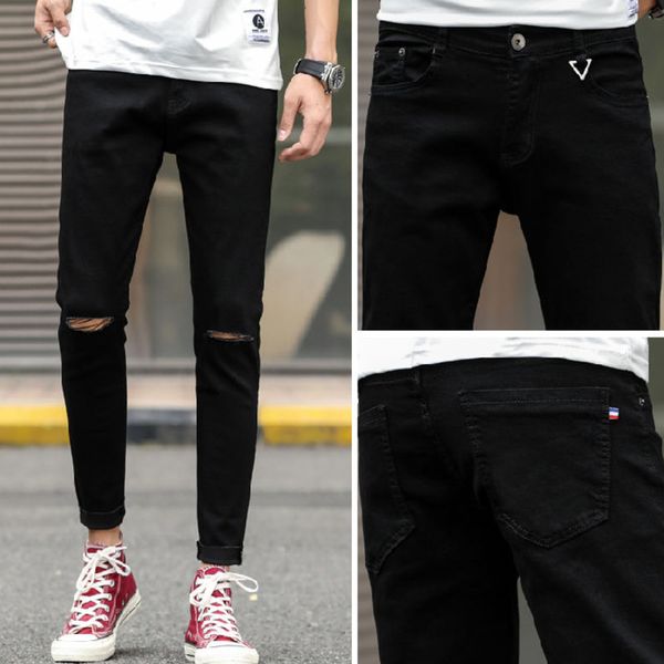 men's jeans 2020 spring and summer new couple solid color handsome hole slim jeans young personality fashion trend men's, Blue
men's jeans 2020 spring and summer new couple solid color handsome hole slim jeans young personality fashion trend men's, Blue
