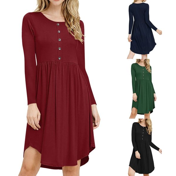 bofute new autumn women's clothing button long sleeve o-neck big pendulum dresses wq033, Black;gray
bofute new autumn women's clothing button long sleeve o-neck big pendulum dresses wq033, Black;gray