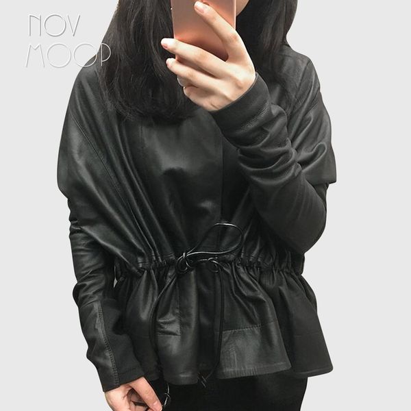 women black genuine leather corrected grain lambskin leather coats jacket tie waist elasticized rib knit panel at sleeve lt2477
women black genuine leather corrected grain lambskin leather coats jacket tie waist elasticized rib knit panel at sleeve lt2477
