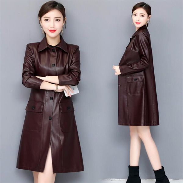 tang brand fashion female jacket trench coat 2019 spring autumn new fashion long leather jackets women plus size m-5xl, Black
tang brand fashion female jacket trench coat 2019 spring autumn new fashion long leather jackets women plus size m-5xl, Black