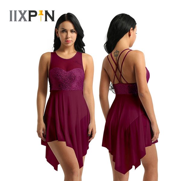 women ballet dance dress gymnastic leotard dance dress sleeveless sequins asymmetric mesh cross back ballet leotard bodysuit, Black;red
women ballet dance dress gymnastic leotard dance dress sleeveless sequins asymmetric mesh cross back ballet leotard bodysuit, Black;red