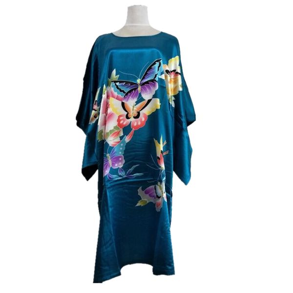 new arrival lake blue chinese women silk rayon robe dress summer printed floral nightwear kimono bath gown flowers, Black;red
new arrival lake blue chinese women silk rayon robe dress summer printed floral nightwear kimono bath gown flowers, Black;red