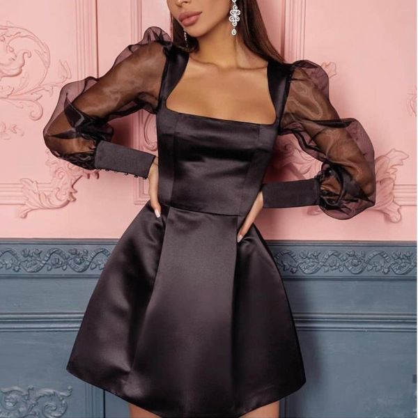 casual dresses summer short party dress hollow out square neck low cut puff ballon sleeves patchwork mesh night club mini, Black;gray
casual dresses summer short party dress hollow out square neck low cut puff ballon sleeves patchwork mesh night club mini, Black;gray