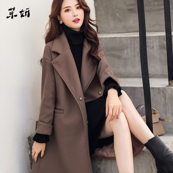 women medium long cotton coat casual loose fit belt turn-down collar jacket coats outwear female, Black
women medium long cotton coat casual loose fit belt turn-down collar jacket coats outwear female, Black