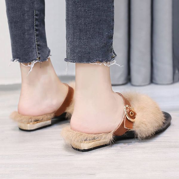 women luxury fur furry fluffy slippers winter indoor spring outdoor slides casual fashion home leather pointed shoes, Black
women luxury fur furry fluffy slippers winter indoor spring outdoor slides casual fashion home leather pointed shoes, Black