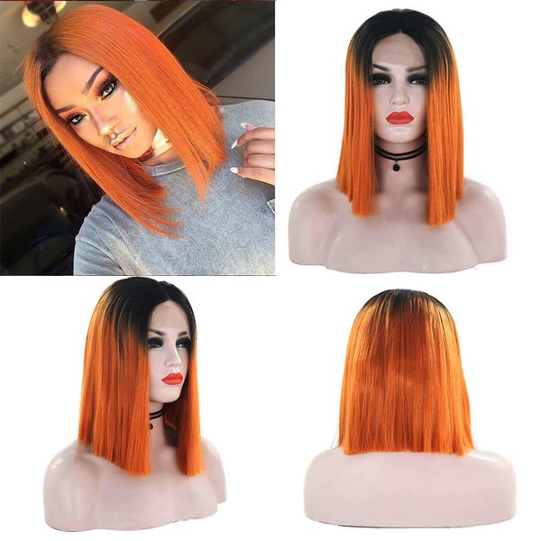 aimeya ombre orange short lace front wig for women middle part straight bob synthetic lace wig high temperature fiber hair wigs, Black
aimeya ombre orange short lace front wig for women middle part straight bob synthetic lace wig high temperature fiber hair wigs, Black