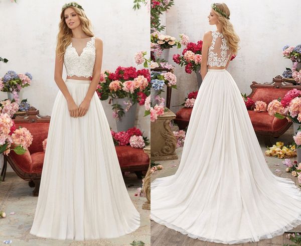 v-neck summer lace gauze sleeveless beach wedding dresses a-line two-piece white bohemian wedding dress with exposed back
v-neck summer lace gauze sleeveless beach wedding dresses a-line two-piece white bohemian wedding dress with exposed back