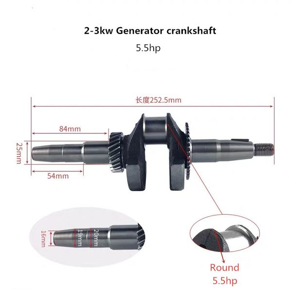 tappered crankshaft fits gx160/168f/gx200/170f 5.5hp or 6.5hp gasoline engines,2~3kw generator with 230mm or 252.5mm length
tappered crankshaft fits gx160/168f/gx200/170f 5.5hp or 6.5hp gasoline engines,2~3kw generator with 230mm or 252.5mm length
