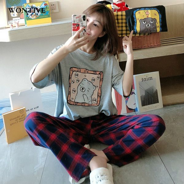 cute home service women pajamas set plus size short sleeve pijama pajamas ladies summer short-sleeved cotton thin two-piece suit, Black;red 
cute home service women pajamas set plus size short sleeve pijama pajamas ladies summer short-sleeved cotton thin two-piece suit, Black;red