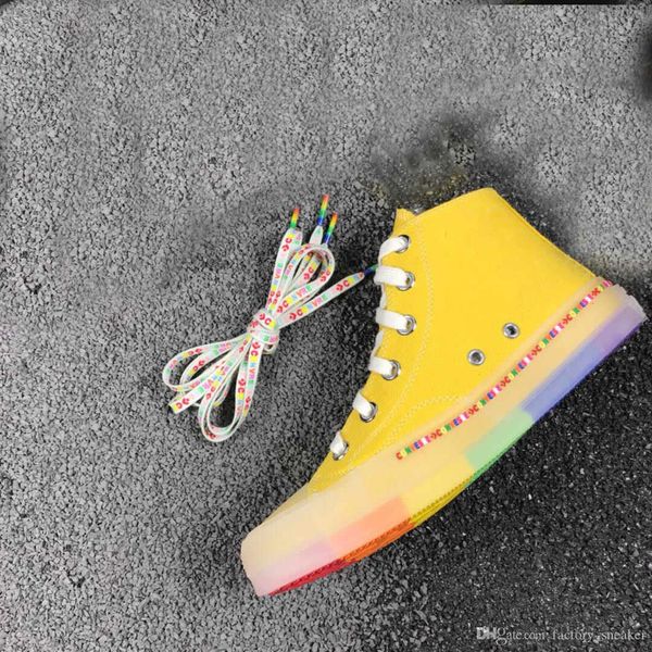 new jelly rainbow flat shoes summer new men and women with canvas casual wild high cut casual shoes, White;red
new jelly rainbow flat shoes summer new men and women with canvas casual wild high cut casual shoes, White;red