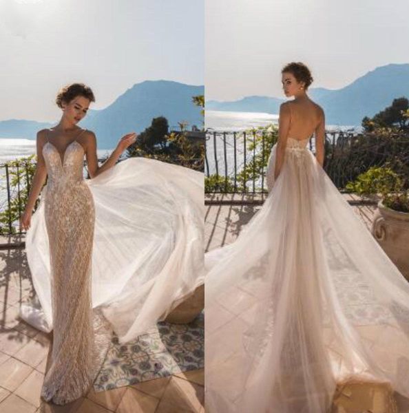 la petra 2019 mermaid wedding dresses spaghetti backless lace bridal gowns abiti da sposa sweep train custom illusion wedding dress custom, White
la petra 2019 mermaid wedding dresses spaghetti backless lace bridal gowns abiti da sposa sweep train custom illusion wedding dress custom, White