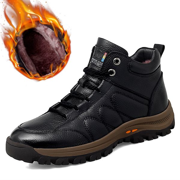 boots men genuine leather winter boots warm plush ankle snow outdoor shoes men size 38-44, Black
boots men genuine leather winter boots warm plush ankle snow outdoor shoes men size 38-44, Black