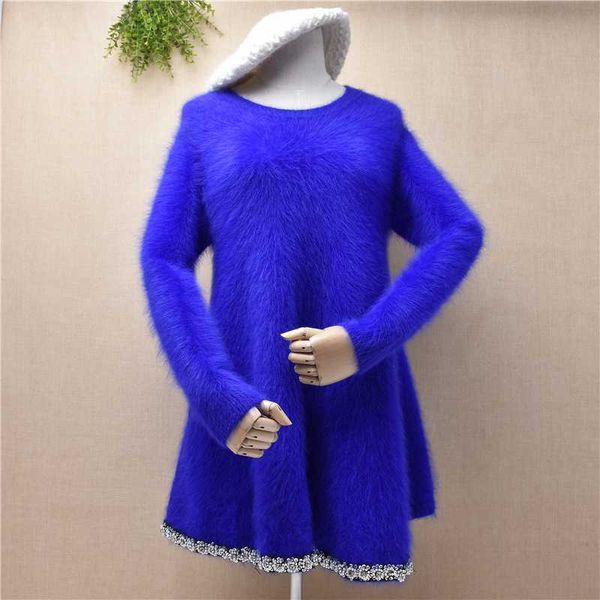 ladies spring mink cashmere knitted blue sweater dress angora fur medium-long style slim women pullover coat, White;black
ladies spring mink cashmere knitted blue sweater dress angora fur medium-long style slim women pullover coat, White;black