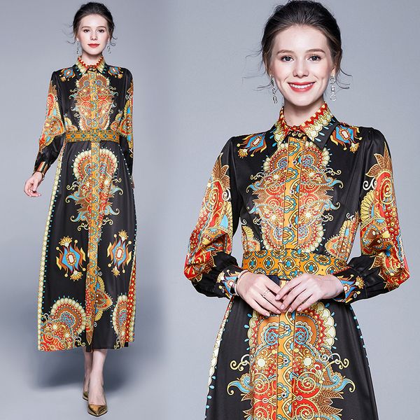 quality retro paisley print black dresses large sizes luxury designer lantern sleeve party prom ladies slim runway dress, Black;gray
quality retro paisley print black dresses large sizes luxury designer lantern sleeve party prom ladies slim runway dress, Black;gray