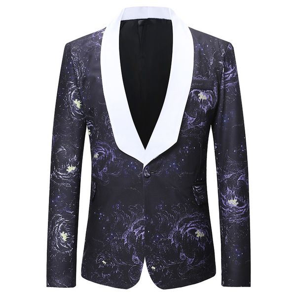 autumn and winter men's wear casual suit mens casual print one button back slit men's blazer, White;black
autumn and winter men's wear casual suit mens casual print one button back slit men's blazer, White;black