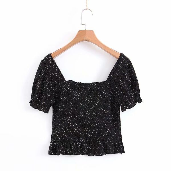vintage chic black dot print short korean sweet girls square collar blouse cute women puff sleeve casual feminine blusa, White
vintage chic black dot print short korean sweet girls square collar blouse cute women puff sleeve casual feminine blusa, White