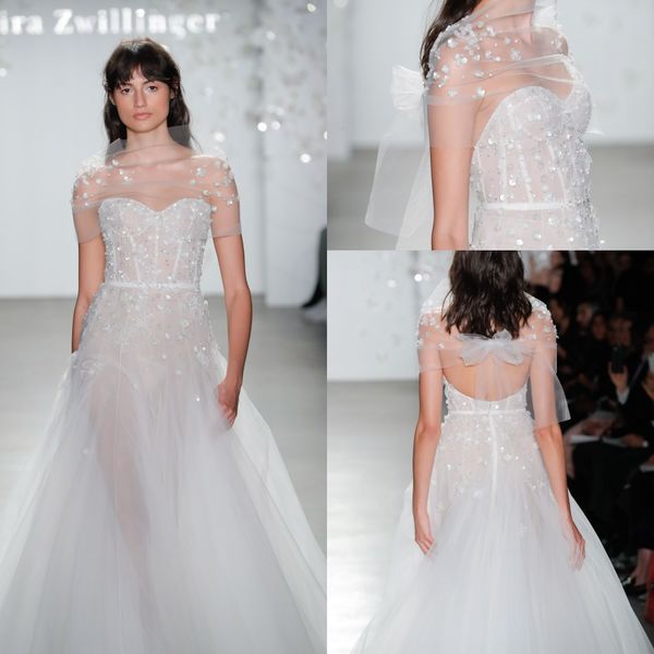 mira zwillinger a line wedding dresses strapless sleeveless beads pearls ruched wedding gown sweep train robe de mariée, White
mira zwillinger a line wedding dresses strapless sleeveless beads pearls ruched wedding gown sweep train robe de mariée, White