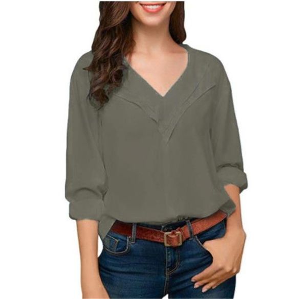 pure color women designer blouses summer loose long sleeve v neck womens plus size womens shirts, White
pure color women designer blouses summer loose long sleeve v neck womens plus size womens shirts, White