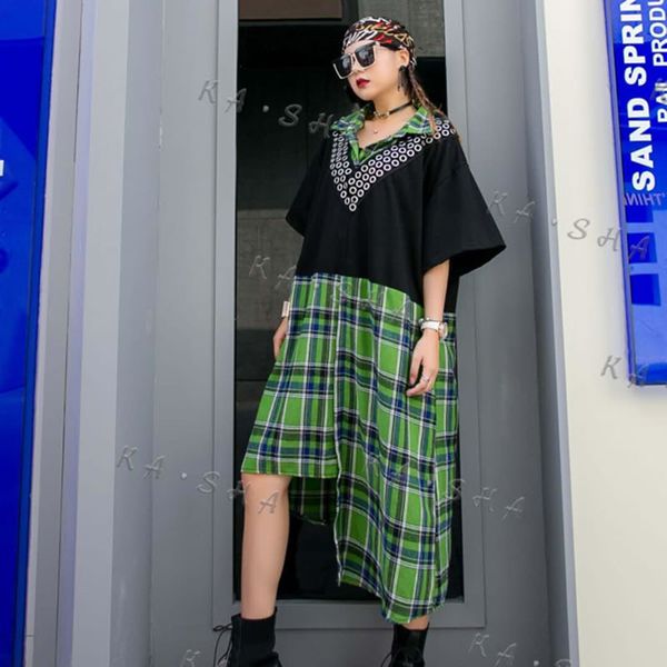 loose streetwear 2020 summer new women dress lattice stitching fashion loose plus size irregular short sleeve dresses xj4381, Black;gray
loose streetwear 2020 summer new women dress lattice stitching fashion loose plus size irregular short sleeve dresses xj4381, Black;gray
