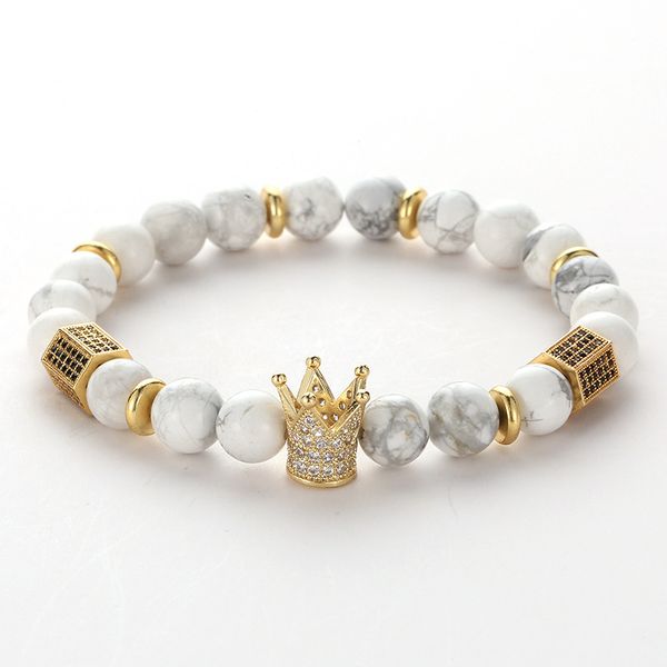 8mm beaded strands bracelet white turquoise purple natural stone men women bracelects cubic zirconia copper gold silver crown love bracelets, Black
8mm beaded strands bracelet white turquoise purple natural stone men women bracelects cubic zirconia copper gold silver crown love bracelets, Black