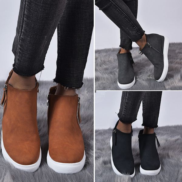 2020 new women boots fashion spring autumn pu leather side zipper female boots vintage platform wedge ankle boot feminina, Black
2020 new women boots fashion spring autumn pu leather side zipper female boots vintage platform wedge ankle boot feminina, Black