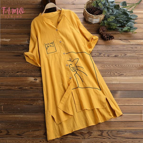 women plus size blouse loose linen swing vintage pocket cat print shirt blouse womens floral and blouses camisas mujer new, White
women plus size blouse loose linen swing vintage pocket cat print shirt blouse womens floral and blouses camisas mujer new, White