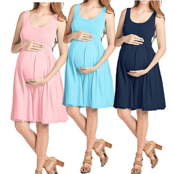 2020 round neck slim big swing sleeveless vest elastic pregnant women's summer dress, White
2020 round neck slim big swing sleeveless vest elastic pregnant women's summer dress, White
