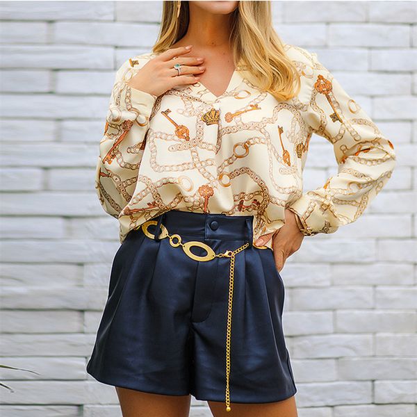 dreamlikelin women blouses gold chain key print summer chiffon blouse turn down collar shirts loose casual plus size, White
dreamlikelin women blouses gold chain key print summer chiffon blouse turn down collar shirts loose casual plus size, White