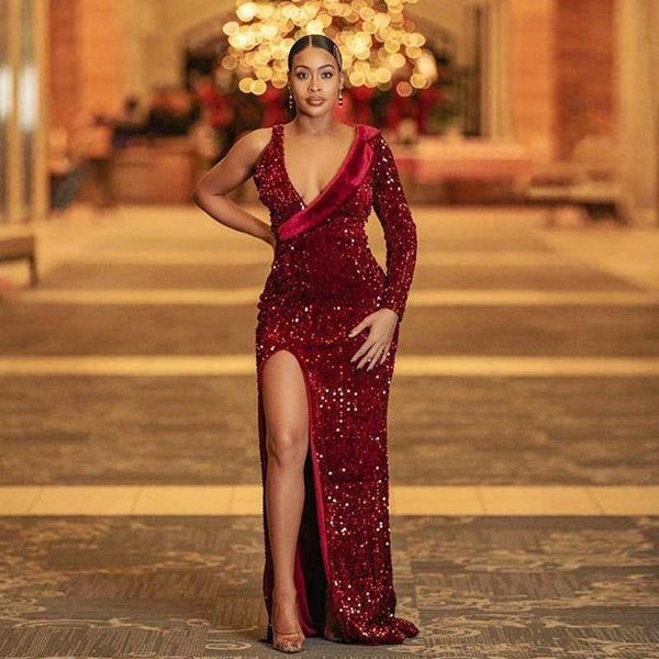 burgundy sequined evening dresses long side split one shoulder mermaid prom dresses with deep v neck vestidos de noite party gowns c60, Black;red
burgundy sequined evening dresses long side split one shoulder mermaid prom dresses with deep v neck vestidos de noite party gowns c60, Black;red