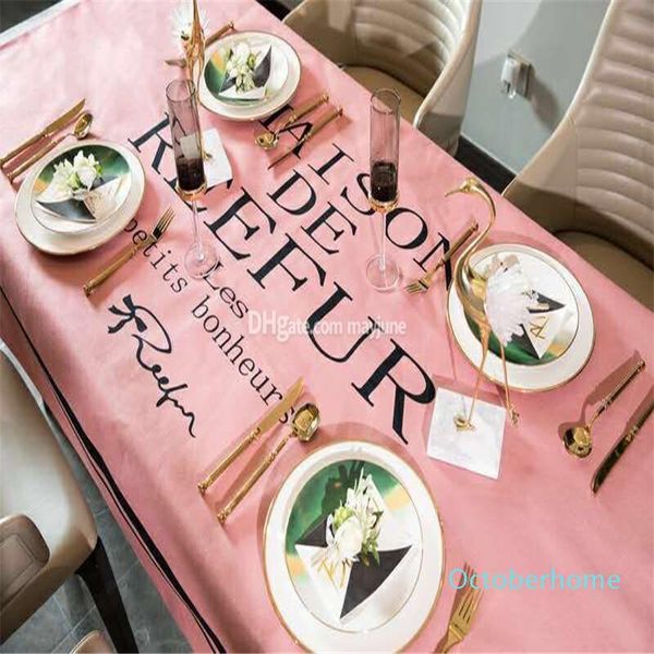 wholesale classic waterproof fashion table cloth pink color table cloth kitchen supplies dining room table cloth ing