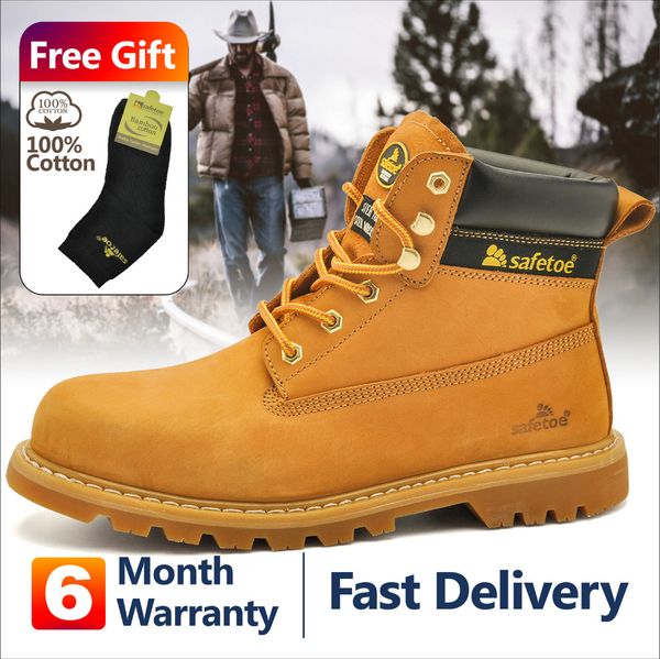 safety work style men shoes yellow lace up steel toe cap cow leather nubuck boots comfortable water resistant tipo, Black
safety work style men shoes yellow lace up steel toe cap cow leather nubuck boots comfortable water resistant tipo, Black