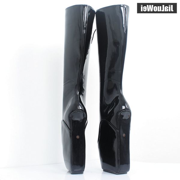 brand 18cm super high heel wedges ballet boots women stange heels patent leather cross-tie fetish knee high boots, Black
brand 18cm super high heel wedges ballet boots women stange heels patent leather cross-tie fetish knee high boots, Black