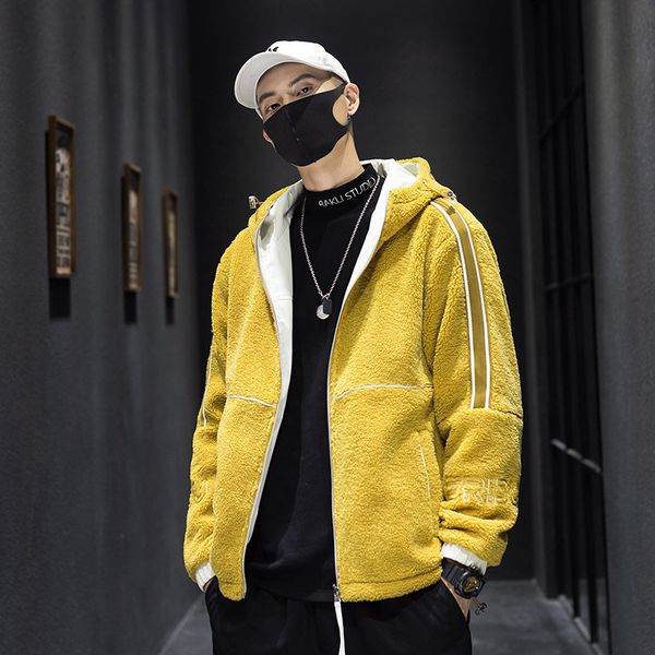 letahou men's wear new ins trend in autumn and winter 2019 hooded men's jacket can wear lamb wool coat on both sides for men, Black;brown
letahou men's wear new ins trend in autumn and winter 2019 hooded men's jacket can wear lamb wool coat on both sides for men, Black;brown