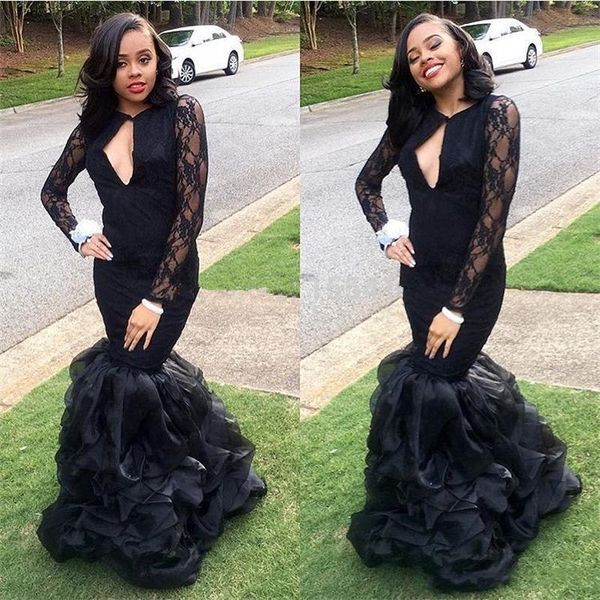 2019 new backless v neck black long mermaid prom dresses ruffles long sleeves formal party gowns evening gown vestido de noche a73
2019 new backless v neck black long mermaid prom dresses ruffles long sleeves formal party gowns evening gown vestido de noche a73