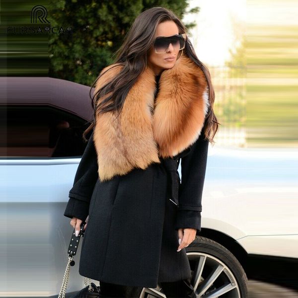 fursarcar 2019 new solid women real fur coat luxury sheepskin coat with red fur collar and cuff winter fashion wool, Black
fursarcar 2019 new solid women real fur coat luxury sheepskin coat with red fur collar and cuff winter fashion wool, Black
