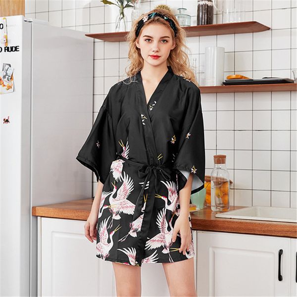 women satin floral print kimono robe short bridesmaid bathrobe for wedding party fs99, Black;red
women satin floral print kimono robe short bridesmaid bathrobe for wedding party fs99, Black;red