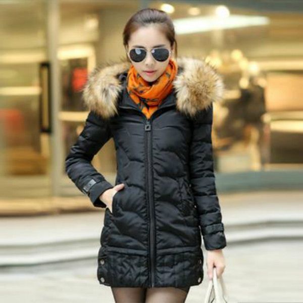 warm women winter jacket fur hood coat fashion long slim wadded thick parka female outwear coat, Black
warm women winter jacket fur hood coat fashion long slim wadded thick parka female outwear coat, Black