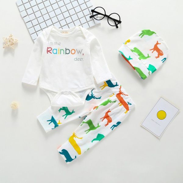 baby 3 pcs 3m-3y cartoon cotton clothing set baby boys girls rainbow bodysuit +pants+hat outfits sets newborn clothes, White
baby 3 pcs 3m-3y cartoon cotton clothing set baby boys girls rainbow bodysuit +pants+hat outfits sets newborn clothes, White