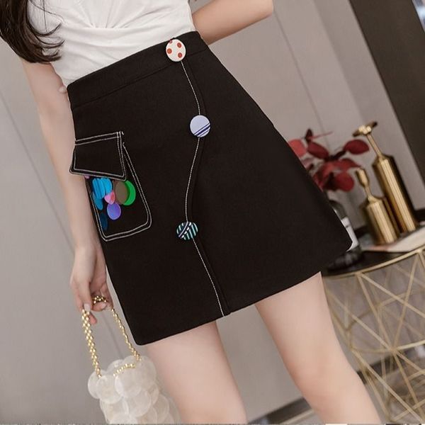 women 2020 summer fashion slim high waist a line short skirts female sequin buttons mini skirt ladies chic all-match skirt y212, Black
women 2020 summer fashion slim high waist a line short skirts female sequin buttons mini skirt ladies chic all-match skirt y212, Black