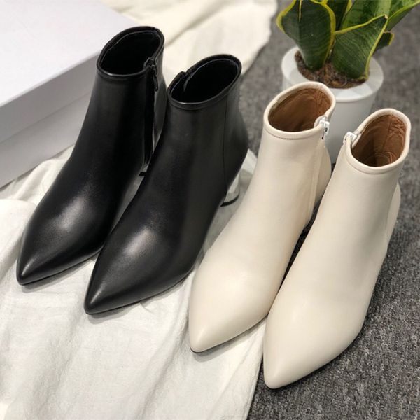 new style ivory black women ankle boots genuine leather high heel .5cm zipper q65
new style ivory black women ankle boots genuine leather high heel .5cm zipper q65