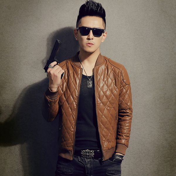 spring and autumn men baseball collar solid color plaid pu leather coat men locomotive slim fit leather coat clip, Black
spring and autumn men baseball collar solid color plaid pu leather coat men locomotive slim fit leather coat clip, Black