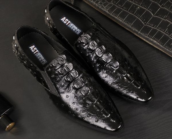 exclusive men dress shoes embossed crocodile cowhide leather through waxed process 38-46 eu sizes quality absolutly guranted, Black
exclusive men dress shoes embossed crocodile cowhide leather through waxed process 38-46 eu sizes quality absolutly guranted, Black