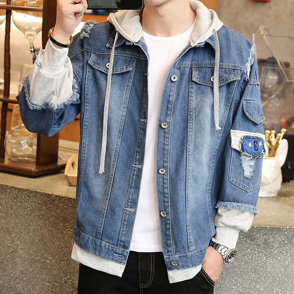 new brand hooded denim jacket men's loose fashion fake two pieces jacket coat multi-pocket ripped jeans jackets male plus size, Black;brown
new brand hooded denim jacket men's loose fashion fake two pieces jacket coat multi-pocket ripped jeans jackets male plus size, Black;brown