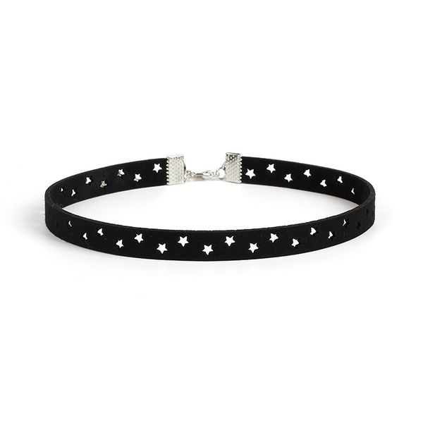 2017 new style women's necklace europe and america selling choker neck ring short star stars suede necklace, Silver
2017 new style women's necklace europe and america selling choker neck ring short star stars suede necklace, Silver