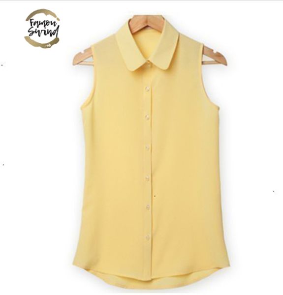 sleeveless women turn-down chiffon blouse summer shirt blusas femeninas solid vest camisa de chifon feminina, White
sleeveless women turn-down chiffon blouse summer shirt blusas femeninas solid vest camisa de chifon feminina, White