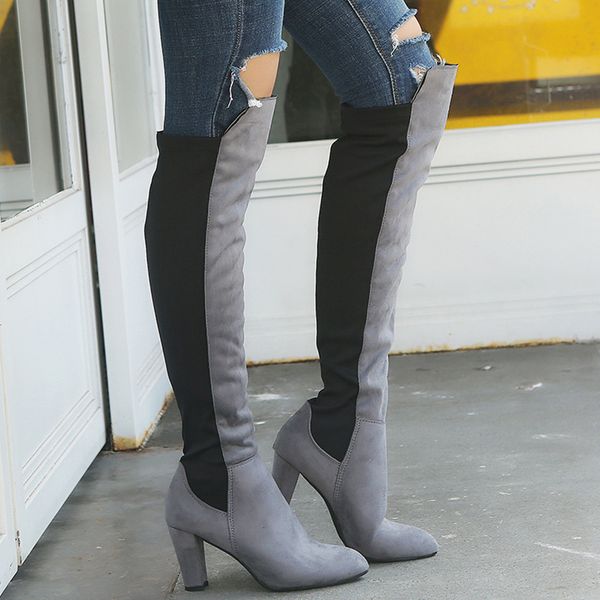 winter boots women over the knee boot patchwork round toe chunky heels shoes fashion women thigh high boots plus size 43, Black
winter boots women over the knee boot patchwork round toe chunky heels shoes fashion women thigh high boots plus size 43, Black