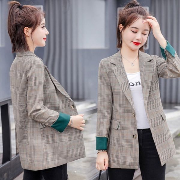 plaid blazers women spring autumn formal jackets casual elegant notched ladies chic loose fit coat outerwear, White;black
plaid blazers women spring autumn formal jackets casual elegant notched ladies chic loose fit coat outerwear, White;black